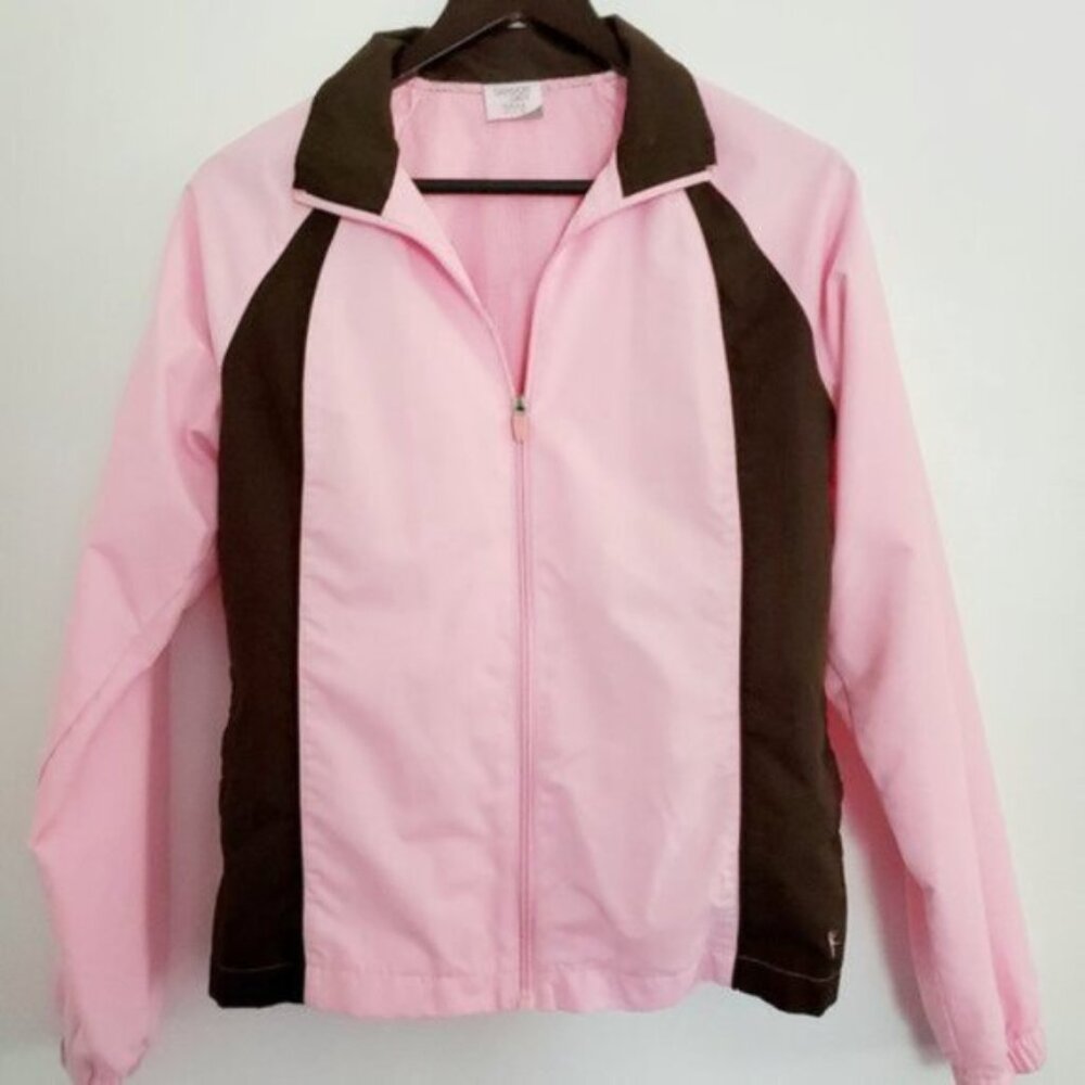 Danskin Now Girl's Small 4/6 Pink & Brown Zip Front Light Weight Casual Jacket